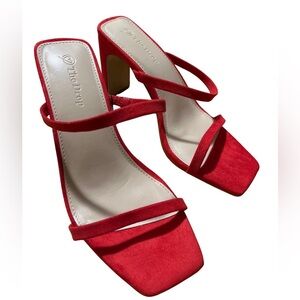 The Drop Red Strappy Heels